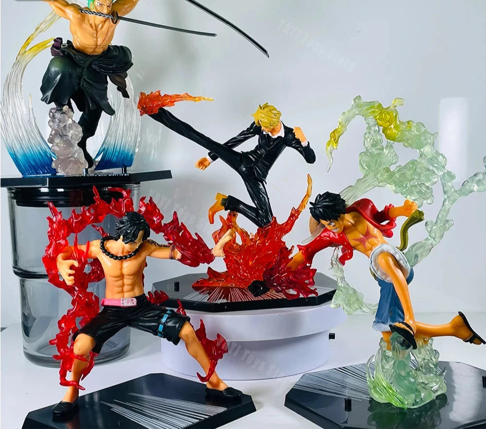 One Piece Fire Fist Ace Luffy Sanji & Zoro Battle Model PVC