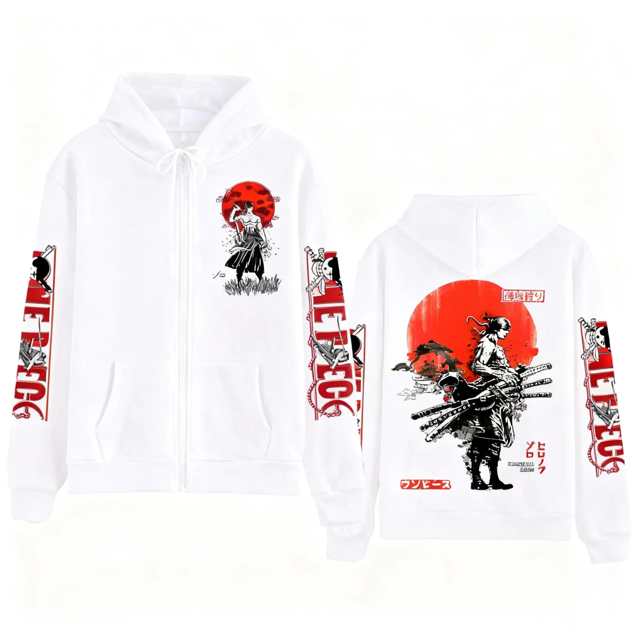 Rornoa Zoro One Piece Anime Graphic Zip-Up Hoodie