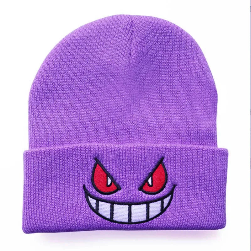 Gengar Embroidered Beanie | Unisex Winter Warm Hat for Casual & Halloween Wear