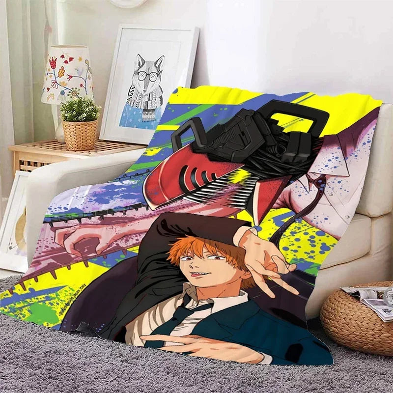 Chainsaw Man Anime Fleece Blanket - King Size Warm Microfiber
