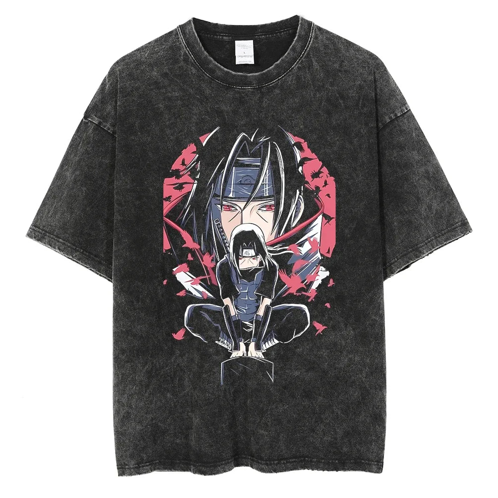 Uchiha Itachi Streetwear Short Sleeve Cotton Vintage T-shirt