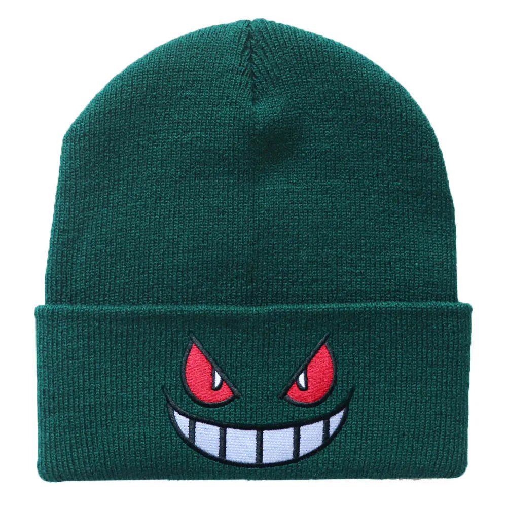 Gengar Embroidered Beanie | Unisex Winter Warm Hat for Casual & Halloween Wear