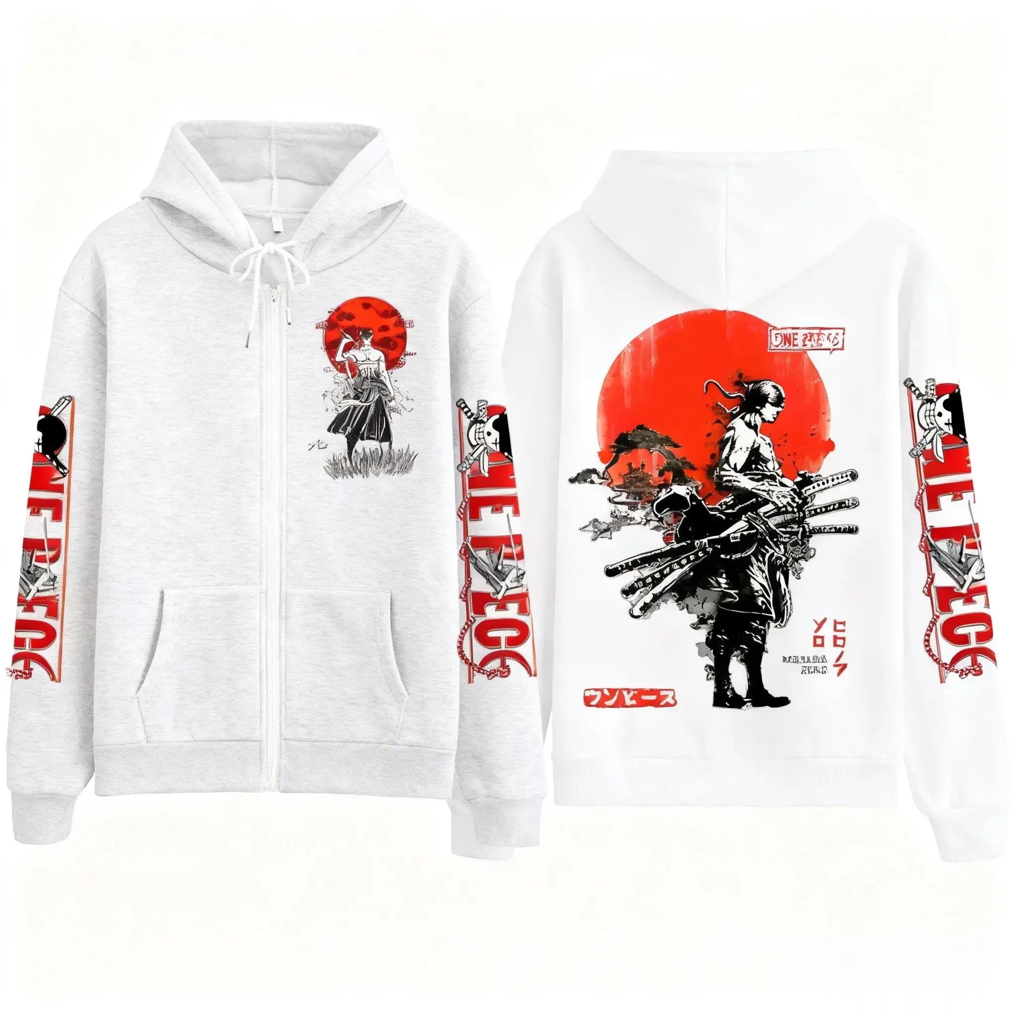 Rornoa Zoro One Piece Anime Graphic Zip-Up Hoodie